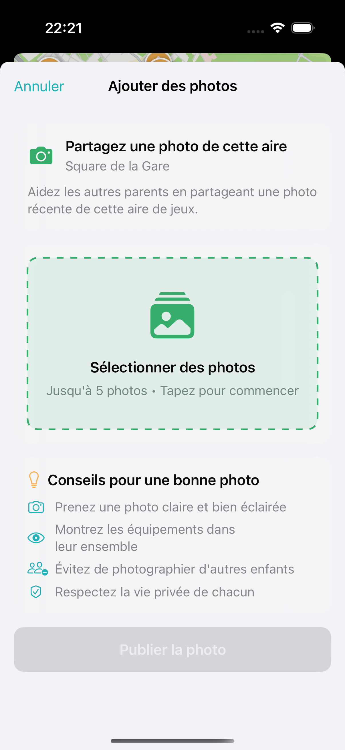 Envoyez vos photos d'une aire de jeux Mapikids